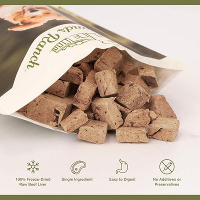 BADLANDS RANCH by Katherine Heigl – Superfood Bite Freeze-Dried Raw Beef Liver Dog Treats – High Protein Single-Ingredient Snacks for Training, Rewards & Daily Wellness – 4 oz (Pack of 4)
