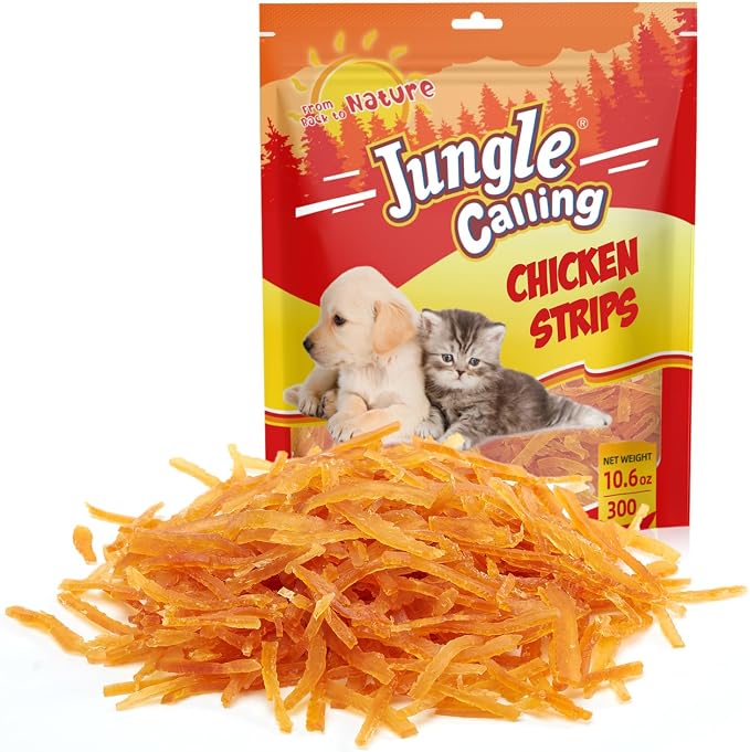Jungle Calling Soft Training Treats for Small Dog and Cats, Mini Chicken Strips Puppy Training Edible Snacks Easy to Digest, Grain Free