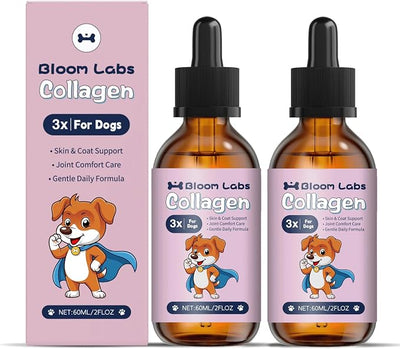 Bloom Collagen for Dogs,Bloom Triple Collagen for Dogs, Support for Skin, Coat, HIPS & Gut Health,2 fl.oz (2pcs)