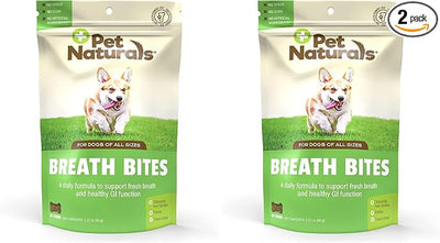 Pet Naturals Breath Bites Breath Freshener for Dogs, 60 Chews, Healthy GI Support and Dental Health, (Pack of 2)