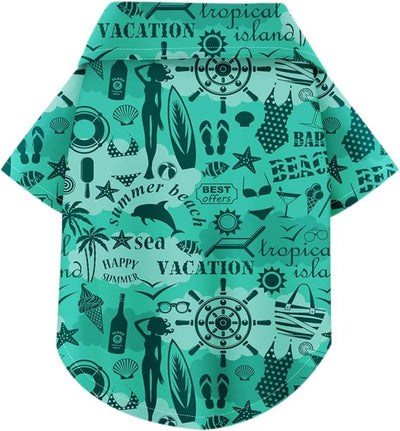 Hawaiian Dog Shirt – Lightweight and Breathable Summer T-Shirt with Tropical Prints, Fun Beach Outfit for Small, Medium, and Large Dogs, Perfect for Hot Days and Outdoor Vacation.Beach L