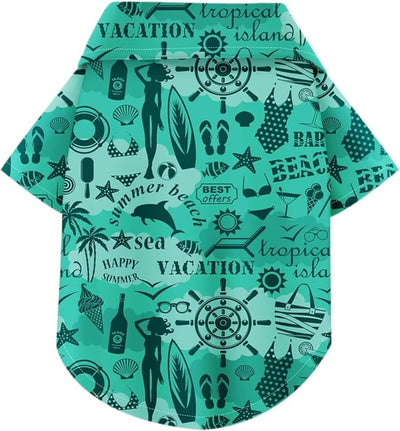 Hawaiian Dog Shirt – Lightweight and Breathable Summer T-Shirt with Tropical Prints, Fun Beach Outfit for Small, Medium, and Large Dogs, Perfect for Hot Days and Outdoor Vacation.Beach XXL
