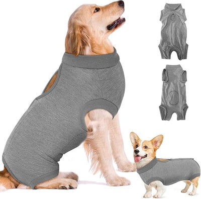 SlowTon Dog Surgery Recovery Suit - Soft Recovery Suit for Dogs Female Male, Dog Onesie for Surgery Female After Spay Prevent Licking, Neuter Suit for Male Dogs Surgical Recovery (Grey,M)
