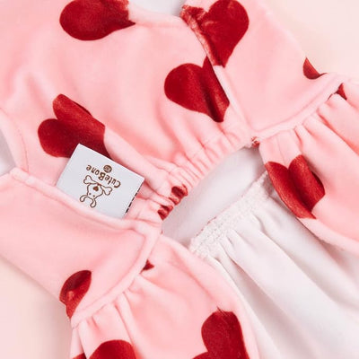 CuteBone Turtleneck Dog Velvet Dress Puppy Skirt Costume Pet Clothes Cat Apparel with Bow Hair Rope for Small Dogs CVD02L