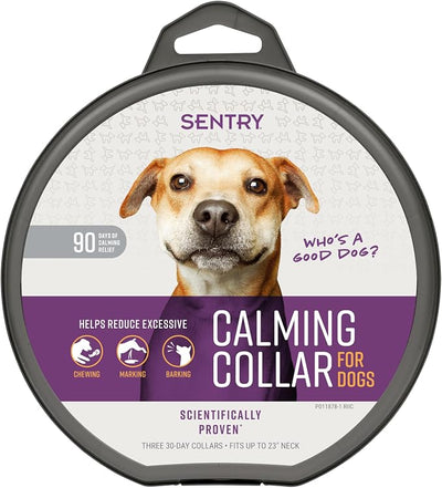 SENTRY PET CARE Sentry Calming Collar For Dogs, Anxiety Reducing Pheromone Collar, Releases Pheromones for 30 Days, Helps Calm During Loud Noises and Separation, 3 Count