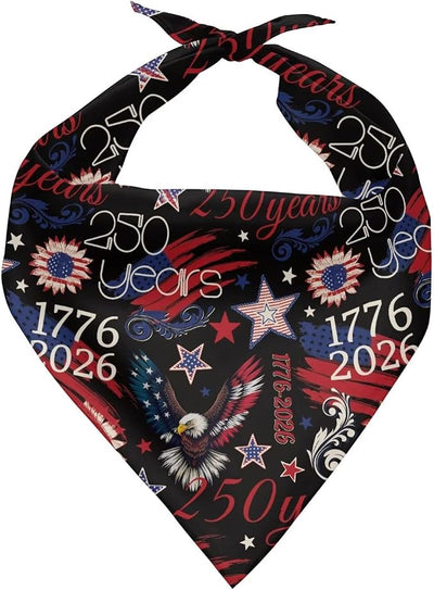 KEIAHUAN 250 Years of Freedom Dog Bandana 1776-2026 Pet Triangle Scarf Soft Bibs Puppy Cat Decoration Accessories for Small Medium Large Girl Boy Dogs
