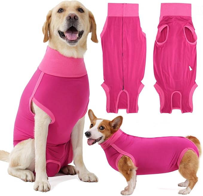 Dotoner Dog Surgery Recovery Suit Dog Suit for Male Female Neuter Anti-Lick Abdominal Wounds Bite Protective Outfit Alternative E-Collar & Cone Breathable Spay Suit for Medium Large Dogs