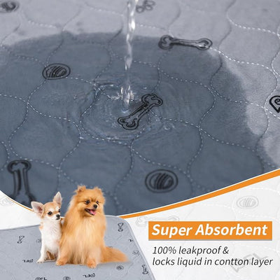 Washable Pee Pads for Dogs: 24x36 Reusable Puppy Pads, Absorbent Whelping Mats with Non-Slip Bottom Waterproof Bone Print