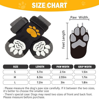 PUPTECK Anti-Slip Dog Socks with Double Sides Grips for Small Medium Large Dogs Hardwood Floors Prevents Licking, Dog Shoes for Hot Pavement Traction Control Paw Protector for Senior Dogs,Golden Paw M