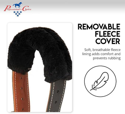 Professional's Choice The Dare Cribbing Control Collar | Durable Leather Cribbing Prevention for Horses | Fully Reversible Adjustable Fit with Removable Fleece