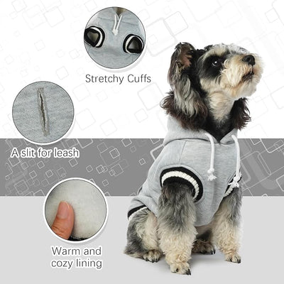 FUAMEY Winter Dog Fleece Sweaters: Warm Pet Sweatshirts with Pocket, Soft Christmas Outfit Puppy Vest - Grey XXS