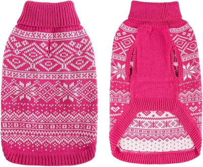 HOMIMP Dog Sweater Argyle - Warm Winter Clothes Puppy Soft Coat, Ugly Dog Sweater for Small Medium and Large Dogs, Pet Clothing Boy Girl, Pink XL