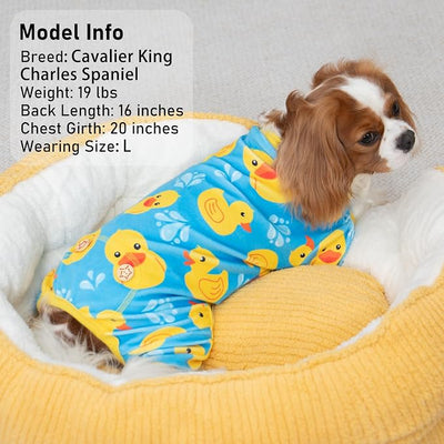 KYEESE Dog Pajamas Comfy Pet Coat Pet Costume Pets Pjs Stretchy Dogs Clothes Blue Floating Duck Doggie Jammies Velvet Dog Pajamas Small Sized Dogs Soft Pets Clothes Puppy Onesie, X-Small