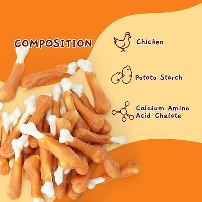 Jungle Calling 1.33 lb Chewy Chicken Dog Treats Real Chicken Calcium Bone, Rawhide Free, Teeth Clean & Breath Fresh Dog Training Treats for Small/Medium Dogs