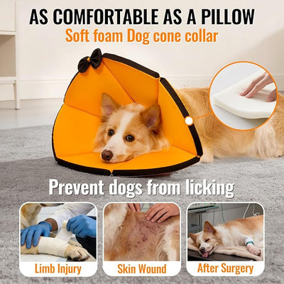 MAXFUT Soft Dog Cone Collar,Foam Cone for Dogs to Stop Licking After Surgery,Non Inflatable Dog Donut Cone (Orange, XXL)