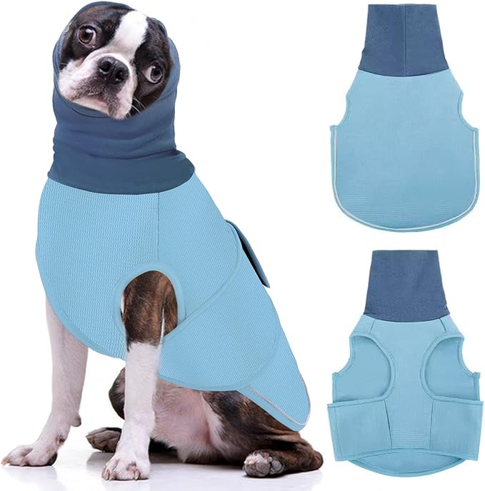 AOFITEE Dog Anxiety Vest, Dog Anxiety Calming Hoodie, Pet Thunder Jacket Calming Shirt for Fireworks, Thunder, Travel, Separation, Noise Block & Ear Protection Recovery