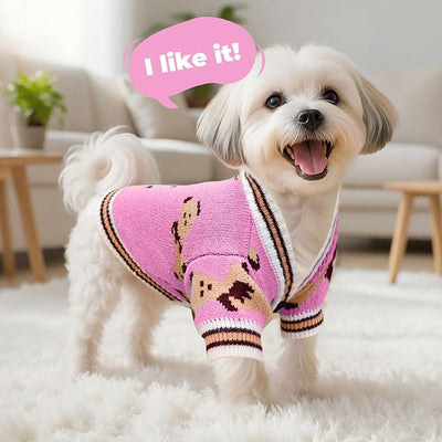 PETCARE Small Dog Sweater Cute Bear Dog Cardigan Coat Clothes for Small Medium Dogs Boy Girl Cat Sweaters Clothes for Cats Only Soft Warm Fall Winter Puppy Knitted Outfits Chihuahua Shih Tzu, Pink