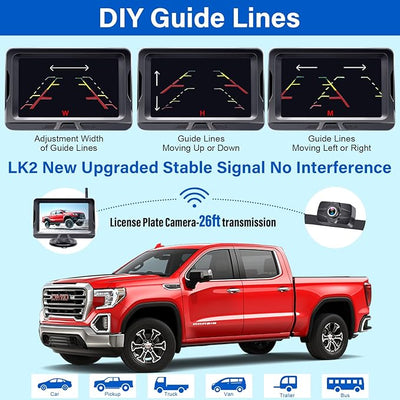 HD 1080P 5 inch Wireless Backup Camera for Truck: Clear Day & Night Vision | 15 Mins Easy Install for Car Trucks SUV Camper Parking Safety Assistance