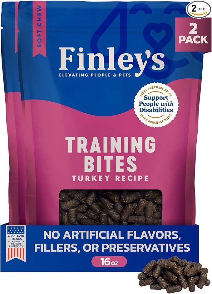 Finley's Training Treats for Puppies, Soft Turkey Dog Treats for All Dogs and Sizes, Limited Ingredient, Low Calories, 16oz, 2 Pack