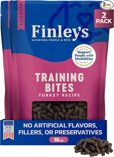 Finley's Training Treats for Puppies, Soft Turkey Dog Treats for All Dogs and Sizes, Limited Ingredient, Low Calories, 16oz, 2 Pack