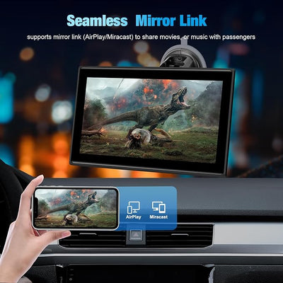 Carplay Screen for Car，7" Portable Wireless Carplay & Android Auto - HD Touchscreen Car Play with Bluetooth, Mirror Link, Live Map,Voice Control, FM Transmit (Black)