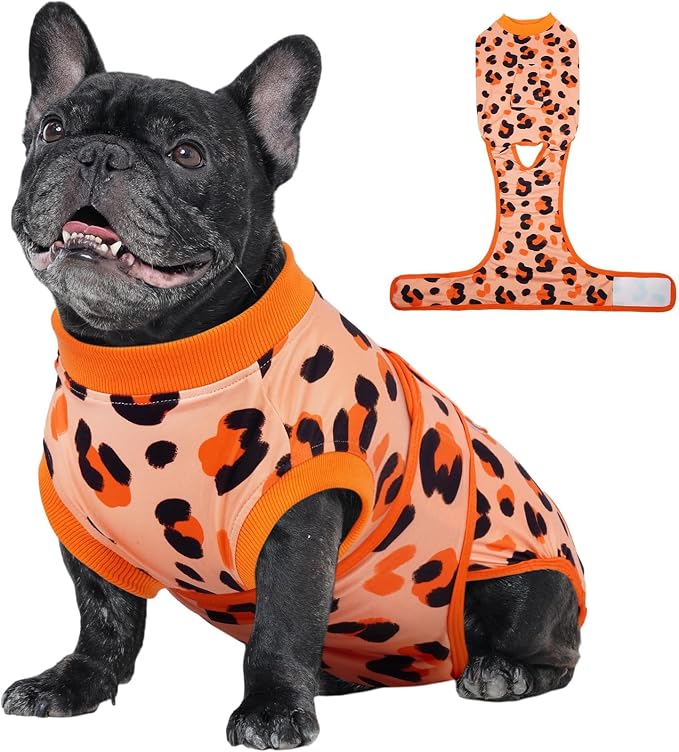 Kuoser Dog Recovery Suit for Dogs After Surgery,Professional Surgical Onesie for Female Male Dogs Spay Neuter,Soft Dog Surgery Suit Bodysuit for Abdominal Wounds Skin Disease,Orange S