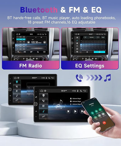 10.4“ Wireless CarPlay Stereo Single Din Car Radio,2025 Upgraded Rotatable HD IPS Touch Screen,Wireless Android Auto Car Play Screen Bluetooth RDS/FM EQ SWC USB/TF Backup Camera