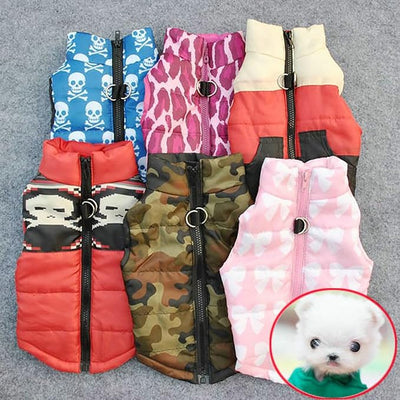 Winter Warm Dog Vest for Cold Weather - Waterproof Windproof Coat for Small & Medium Dogs, Leopard Red