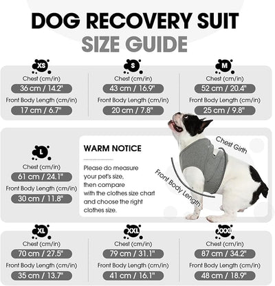 BRKURLEG Chest Recovery Suit for Dogs, Dog Chest Wound Cover, Breathable & Soft Pet Surgery Recovery Suit, Anti-Licking Wound Vest, Not for Spay/Neuter Surgeries, Pet Cone Alternative, Grey XXXL