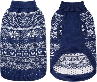 HOMIMP Argyle Dog Sweater - Warm Winter Coat for Small, Medium & Large Dogs, Ugly Puppy Sweater, Soft Coat, Pet Clothing for Boys & Girls (Medium, Blue)