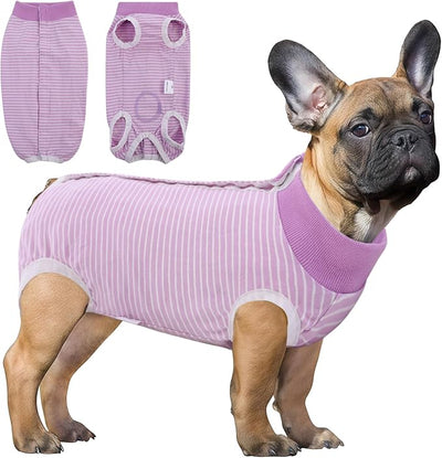 SAWMONG Recovery Suit for Dogs Female Male, Cotton Breathable Dog Onesie After Surgery Spay Neuter, Professional Dog Surgical Suit, Substitute Pet E-Collar Cone, Purple, Medium