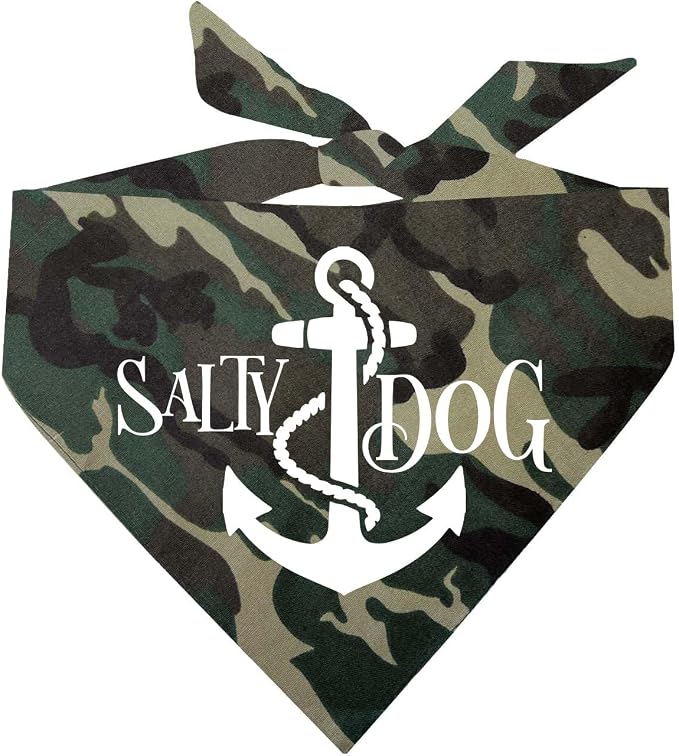 Salty Dog Dog Bandana 100% Cotton Adjustable Triangle Summer Vacation Beach Pool | Camo, One Size (100)