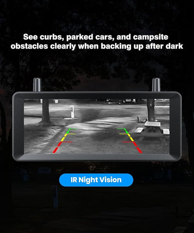 AUTO-VOX Wireless RV Backup Camera: 30Min Plug and Play Setup, Smooth Live View Even Past 60ft, 7.2" 1080P DVR Monitor, Super IR Night Vision Back up Camera Works with Pre-Wired RV, 5th Wheel, Trailer