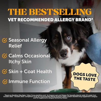 Dog Allergy Anti-Itch Salmon Oil - Itchy Skin Relief for Dogs Skin and Coat Supplement - Omega 3 Fish Oil Liquid Food Topper for Seasonal Allergies, Itch Relief + Immune Support with Colostrum (16 oz)