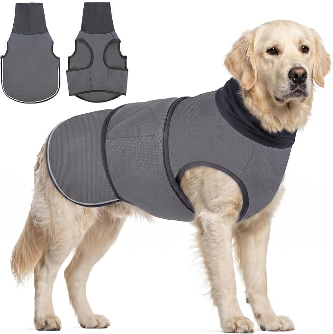 AOFITEE Dog Anxiety Vest, Thunder Jacket for Dogs Anxiety Extra-Large, Breathable Pet Calming Shirt for Fireworks, Thunder, Travel, Separation, Anti-Anxiety Pets Calming Vest with High Collar, XXL