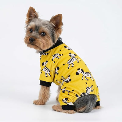 Fitwarm Zebra Dog Fleece Pajamas, Funny Winter Clothes for Small Dogs Boy Girl, Cozy Pet Onesie, Yellow, Black, White, XL