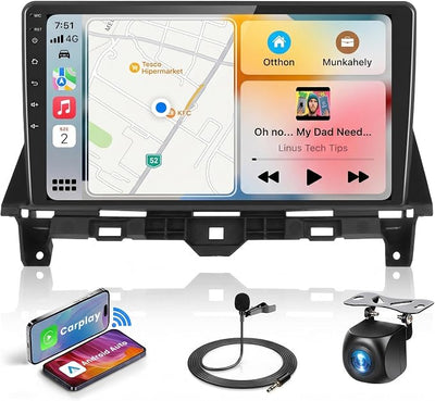 4 Core 4G+64G Car Radio for Honda Accord 8th 2008-2013, 10" Touchscreen Wireless Carplay & Android Auto, Backup Camera, WiFi, Bluetooth, GPS, FM/RDS/EQ/USB/SWC