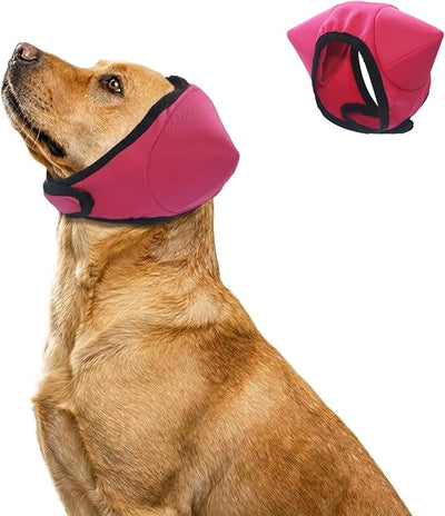 Adhiper Upgrade Dog Ear Muffs Wraps Noise Protection Quiet Ears, Elastic Waterproof Dog Ear Covers for Grooming, Bath, Drying, Swim & Anxiety Relief Reserved Ear Room Design (Red/Small)