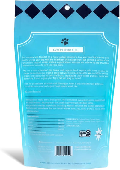Lord Jameson Everyday Calm Soft & Chewy Organic Dog Treats - Organic Peanut Butter & Soothing Chamomile - No-Bake Recipe - Gluten-Free, Preservative-Free, USDA Certified Organic - Made In USA 6 oz