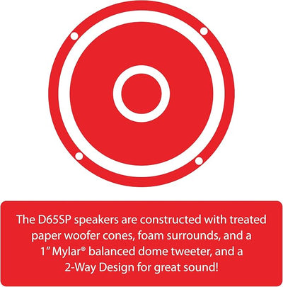 Dual Electronics D65SP 2-Way 6.5 inch Car Audio Speakers Pair with 200 Watt Peak Power | 100 Watts per Speaker | 1 inch Mylar Balanced Dome Tweeter