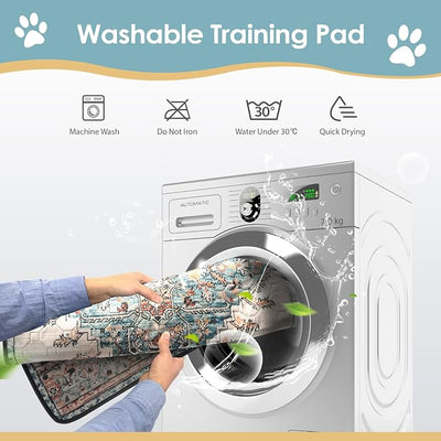 SCLOSE Washable Pee Pad for Dogs 2 Pack, 36" x 36" Reusable Puppy Pads Waterproof Dog Rugs, Super Absorbent, Leakproof, Dog Crate Pad, Playpen Mat, Whelping Pads, Blue Medallion