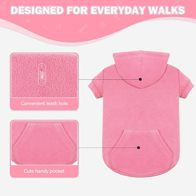 Dog Sweater,Dog Hoodies for Medium Dogs,Warm Fleece Sweatshirt with Hood & Pocket,Leash Hole,Cozy Cold Weather Pet Clothes Pet Sweater for Medium Dogs(Pink,M)