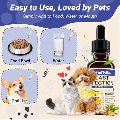 Natural Dog Yeast Infection Treatment - Itchy Skin & Ear Relief, Reduces Inflammation & Irritation, Soothes Allergy Symptoms - Herbal Supplement Drops for Dogs' Healthy Itch Relief (2 Oz) - 2Pack