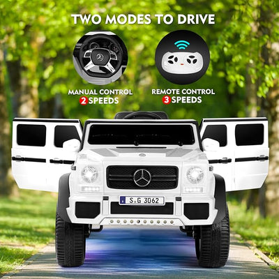 JOYLDIAS Kids Ride On Cars, Licensed Mercedes-Benz Maybach G650S, 12V7AH Battery Powered Toy Electric Car for Kids W/LED Underglow Lights, Remote Control,2 Motors, 3 Speeds,Music,Bluetooth,Horn, White