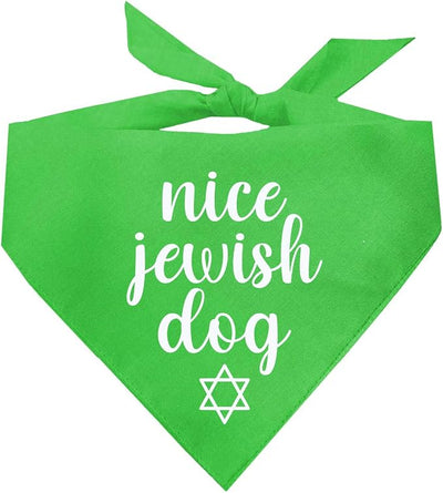 Nice Jewish Dog Bandana | 100% Cotton | Made in USA | Passover | Hanukkah | Yom Kippur | Rosh Hashanah | Jewish Celebration | Bar & Bat Mitzvah | Lime Green, X-Small (930)