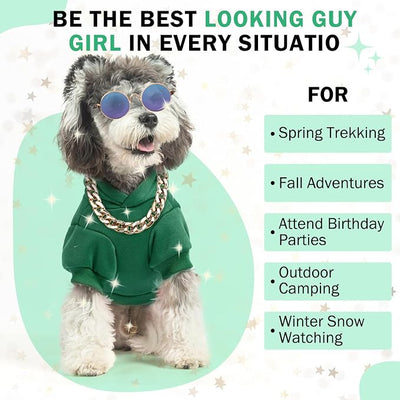 SCENEREAL Dog Hoodie Sweaters for Small Medium Large Size Dogs, Fleece Dog Sweatshirt with Hat and Pocket,Soft Cold Winter All Weather Dog Clothes for S to XL Sized Dogs, Green L