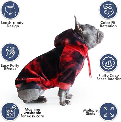 Spark Paws Dog Hoodie – Premium Dog Sweater for Small, Medium, and Large Dogs | Warm Outfits for French Bulldogs, Pitbull, Puppy, Winter Jacket Alternative - Red & Black - 2XL