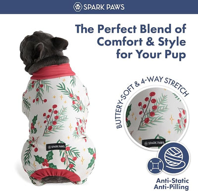 Spark Paws Dog Christmas Pajama, Dog Recovery Suit Male, Onesie, Ultra-Soft and 4-Way Stretch, for Small Medium and Large Breeds - Mistletoe - 4XL