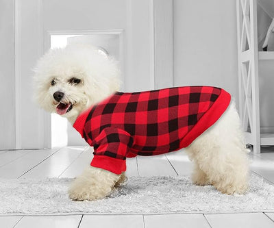 Dog Fleece Sweater for Small Dogs Buffalo Plaid Dog Clothes Soft Thickening Warm Puppy Clothes for Sweater Small Dogs Girl & Boy(S)
