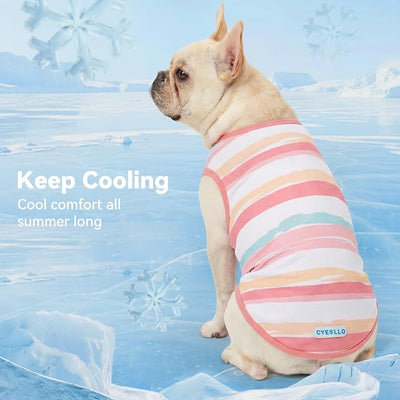 cyeollo 2pack Dog Cooling Shirt, Breathable Sleeveless Summer Clothes for Dogs, Intant Cool T Shirts for Small Dogs, Pink XL